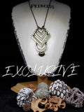 2020 February Fashion Fix Exclusive Featuring an antiqued finish, hammered chevron-like and crescent shaped frames link at the bottom of a lengthened brass chain, creating a stacked tribal inspired pendant. Features an adjustable clasp closure. Sold as one individual necklace. Includes one pair of matching earrings. P2TR-BRXX-100SM