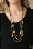 Beaded Beacon - Brass Necklace ~ Paparazzi Fashion Fix