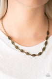 Brushed in an antiqued shimmer, dainty floral charms link below the collar for a seasonal look. Features an adjustable clasp closure. Sold as one individual necklace. Includes one pair of matching earrings.  Get The Complete Look! Bracelet: "Easy Daisy - Brass" (Sold Separately)  P2WH-BRXX-122WB