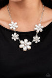 Fiercely Flowering - White Necklace ~ Paparazzi Life Of The Party