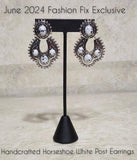 Handcrafted Horseshoe - White Earring ❤️ Paparazzi