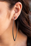 Nothing But Trouble - Black Hoop Earrings ~ Paparazzi