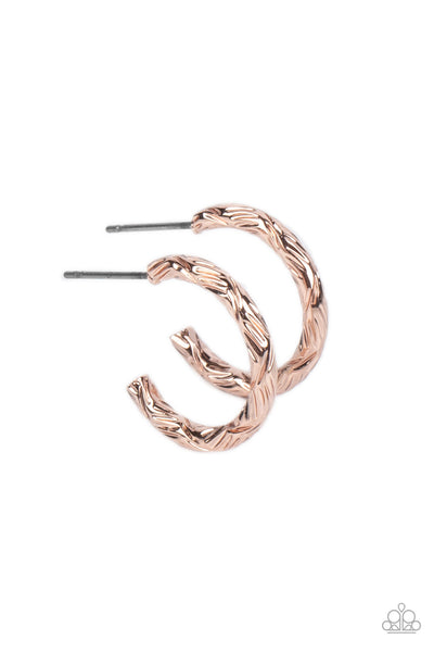 Triumphantly Textured - Rose Gold Earrings ❤️ Paparazzi