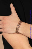Stamped in an arrow pattern, an antiqued copper cuff curls around the wrist for a textured finish. Sold as one individual bracelet. P9MN-URCP-015XX