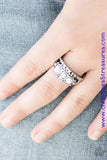 Featuring a square cut, white beads are pressed into a dainty silver band radiating with tribal inspired textures. Features a dainty stretchy band for a flexible fit. P4DA-WTXX-031XX