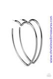 Brushed in a high sheen finish, a glistening gunmetal bar curves into an oversized heart frame for a charming look. Earring attaches to a standard post fitting. Hoop measures approximately 2 3/4" in diameter. Sold as one pair of hoop earrings. P5HO-BKXX-134XX