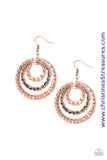 Out Of Control Shimmer - Copper Earrings ~ Paparazzi