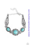 Embossed in whimsical filigree, ornate silver frames link with a collection of refreshing turquoise stone frames around the wrist for a seasonal flair. Features an adjustable clasp closure. Sold as one individual bracelet. Get The Complete Look! Necklace: "Desert Dreamin' - Blue" (Sold Separately)   P9SE-BLXX-250JA