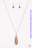 Teardrop Treasure - Orange Necklace ~ Paparazzi