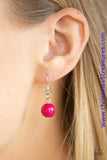 Varying in shape, glassy and polished blue, green, and pink beads swing from the bottom of interlocking silver chains. Crystal-like teardrops are sprinkled along the colorful beading, creating a flirtatious fringe below the collar. Features an adjustable clasp closure. Sold as one individual necklace. Includes one pair of matching earrings.  P2WH-MTXX-199XX