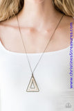 Tri Harder - Brass Necklace ~ Paparazzi