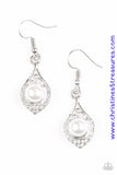 Westminster Waltz - White Earrings ~ Paparazzi