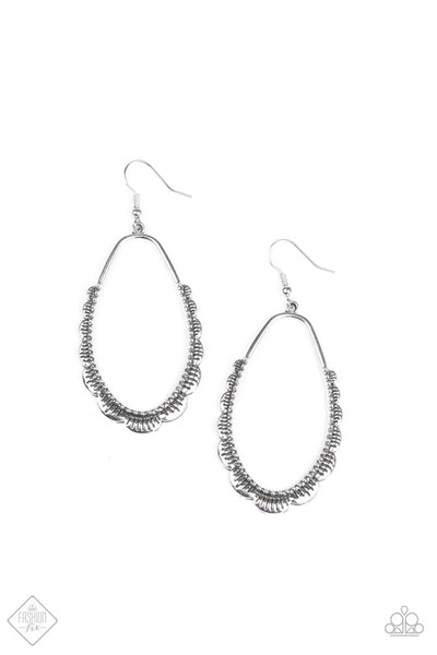 RUFFLE Around the Edges - Silver Earrings - Paparazzi