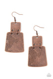 Tagging Along - Copper Earrings - Paparazzi