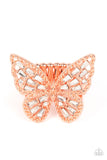 Bright-Eyed Butterfly - Copper Ring - Paparazzi