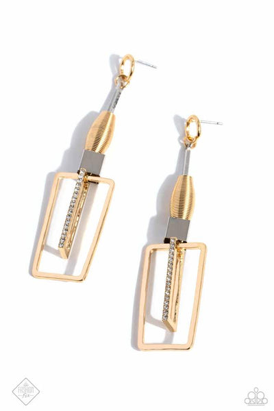 Clear the SQUARE - Gold Earrings - Paparazzi