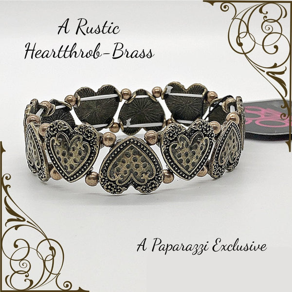 Rustic Heartthrob - Brass Bracelet ~ Paparazzi Fashion Fix