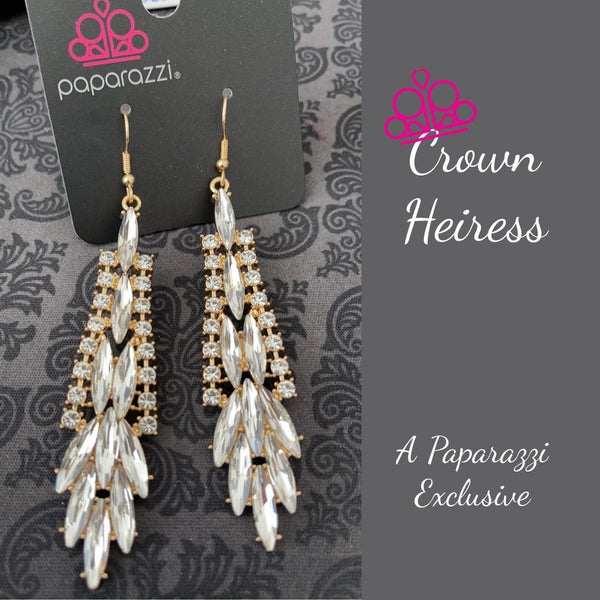 Crown Heiress - Gold Earrings ~ Paparazzi Fashion Fix