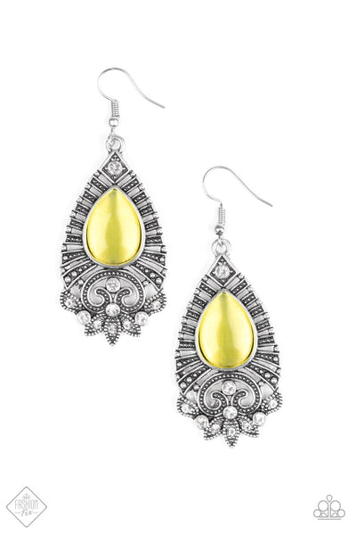 Majestically Malibu - Yellow Earrings ~ Paparazzi