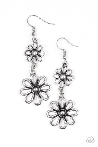 A Date With Daisies - Silver Earrings ~ Paparazzi