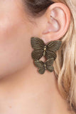 Blushing Butterflies - Brass Earrings ❤️ Paparazzi
