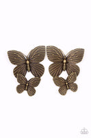 Blushing Butterflies - Brass Earrings ❤️ Paparazzi