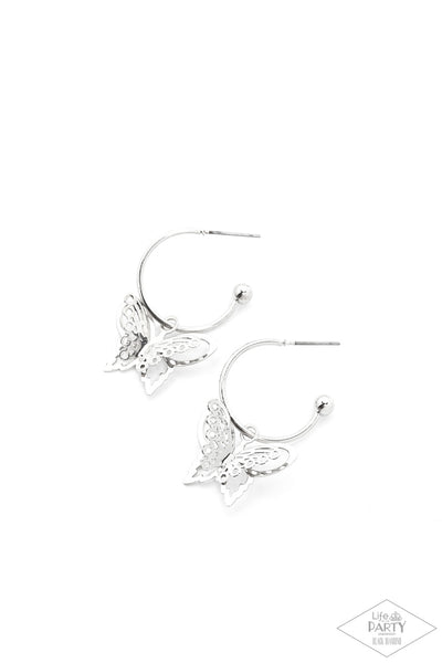 Butterfly Freestyle - Silver Earrings ❤️ Paparazzi