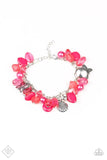 2020 February Fashion Fix - Glimpses Of Malibu Infused with an array of pink beads, a collection of antiqued silver shell and butterfly charms trickle along the wrist, creating a whimsical fringe. Features an adjustable clasp closure. Sold as one individual bracelet. P9WH-PKXX-228RX