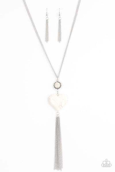 Cold Heart - White Necklace ~ Paparazzi