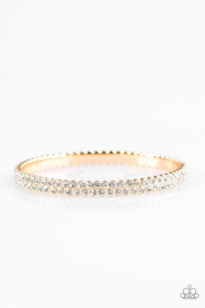 Decked Out In Diamonds - Gold Bangle ~ Paparazzi Bracelets