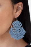 All About Macrame - Blue Earrings ~ Paparazzi