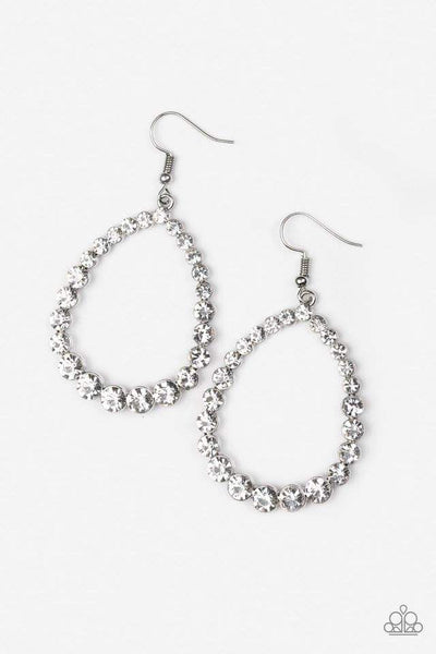 2018 September Life Of The Party Exclusive Gradually increasing in size near the center, bubbly white rhinestones encrust a shiny silver teardrop for a glamorous look. Earring attaches to a standard fishhook fitting. Sold as one pair of earrings. P5WH-WTXX-154XX