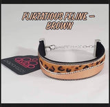 2019 October Life Of The Party Infused with strands of antiqued silver chains and glassy white rhinestones, wavy pieces of tan leather and cheetah print line the front of a black suede band for a fierce look. Features an adjustable clasp closure. Sold as one individual bracelet.  P9DI-URBN-092XX
