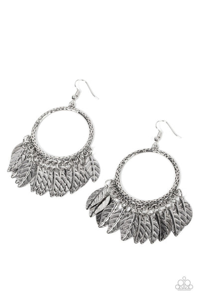 FOWL Tempered - Silver Earrings ❤️ Paparazzi