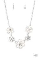Fiercely Flowering - White Necklace ~ Paparazzi Life Of The Party