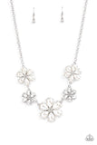 Fiercely Flowering - White Necklace ~ Paparazzi Life Of The Party