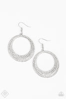 2018 November Fashion Fix - Fiercely 5th Avenue A circular silver frame is encrusted in row after row of glassy white rhinestones. The bottom edge of the frame is slightly thicker than the top, giving way to an added blast of dramatically blinding shimmer. Earring attaches tow a standard fishhook fitting. Sold as one pair of earrings. P5RE-WTXX-366HL