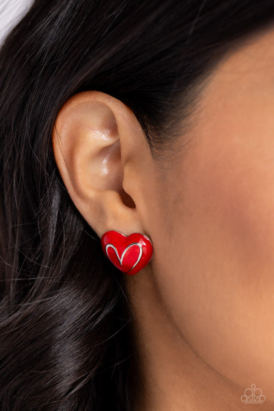 Glimmering Love - Red Earrings ❤️ Paparazzi