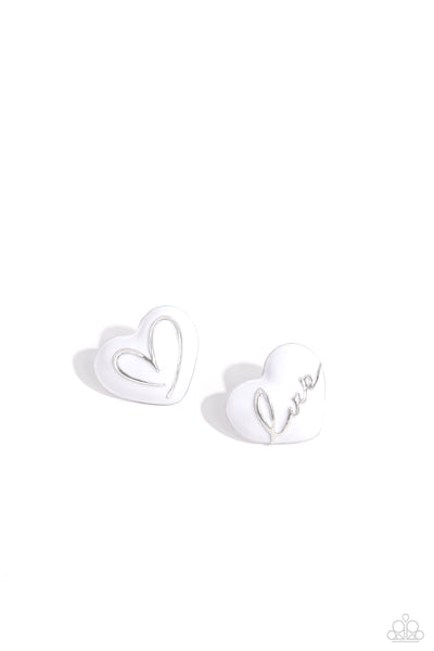 Glimmering Love - White Earrings ❤️ Paparazzi