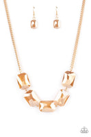 Heard It On The Heir-Waves - Gold Necklace ~ Paparazzi Empower Me Pink