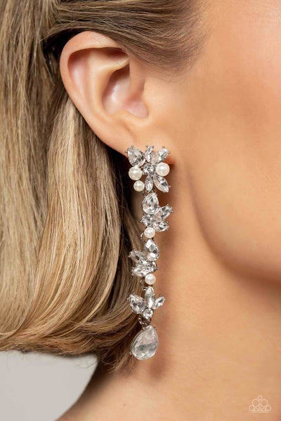 LIGHT at the Opera - White Earrings ❤️ Paparazzi