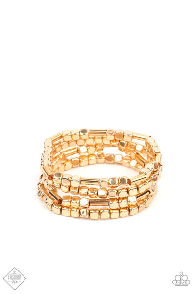 Metro Materials - Gold Bracelet ~ Paparazzi Fashion Fix