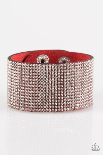 2018 August Fashion Fix Exclusive Row after row of glassy white rhinestones are encrusted along a thick orange suede band, creating knockout shimmer across the wrist. Features an adjustable snap closure.  P9DI-UROR-044XX