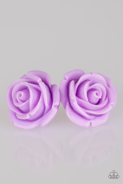 Rose Roulette - Purple Earrings ~ Paparazzi