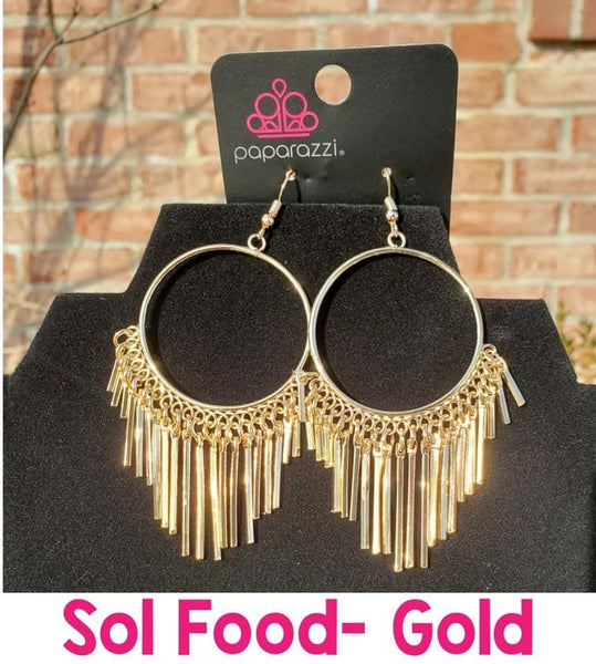 Sol Food - Gold Earrings ~ Paparazzi Fashion Fix
