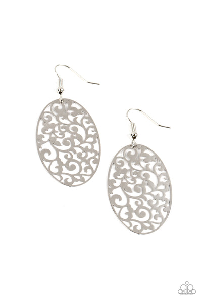 Secret Orchards - Silver Earrings ❤️ Paparazzi