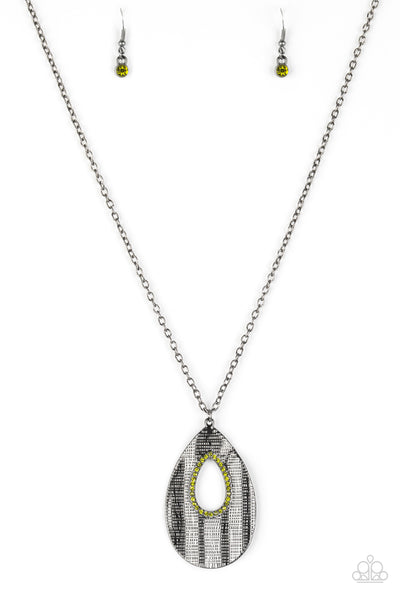 Stop, TEARDROP, and Roll - Green Necklace ❤️ Paparazzi