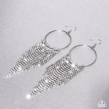 Streamlined Shimmer - White Earrings ❤️ Paparazzi