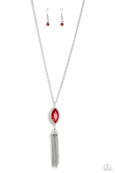 Tassel Tabloid - Red Necklace ❤️ Paparazzi