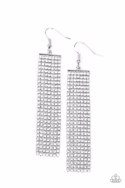 Top-Down Shimmer - White Earrings ❤️ Paparazzi